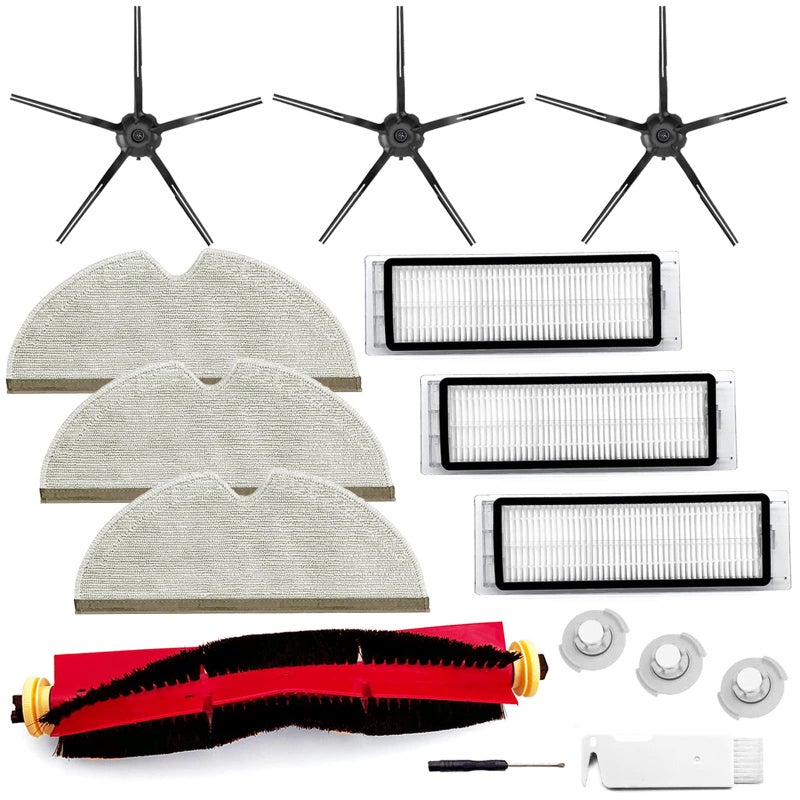 Rjnlsc 13 Pack Replacement Parts Compatible for Roborock S6 Pure S6 E4 S4 Max S6 MaxV S5 S5 Max S4 E2 E3 E5 E20 E25 E35 Xiaomi Mijia Robot 1 Main Brush 3 Filter 3 Side Brush 3 Mop Cloth 3 Water Tank Filter - Image 1